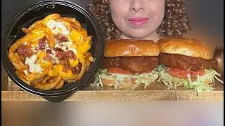 ASMR ARBY'S NEW BEER BATTERED FISH SANDWICH & LOADED CURLY FRIES MUKBANG (NO TALKING) | ALES ASMR