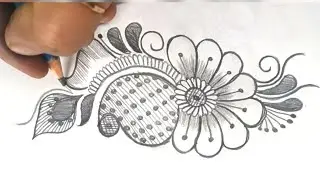 Pencil Mehndi drawing||Easy mehndi design||bangali mehndi drawing||