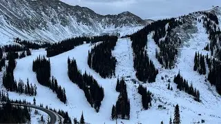 1st run Snowboarding ARAPAHOE BASIN ski area Colorado USA 1/1/2026