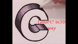 Draw letter C in 3D style/floating C/3D trick on paper