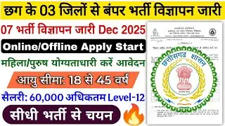 Latest 07 new recruitments released in Chhattisgarh Dec 2025/5th 8th 10th 12th ITI Graduate Post ...
