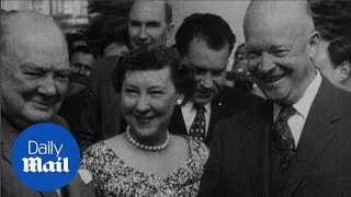 Winston Churchill and Dwight Eisenhower shaking hands in 1954 - Daily Mail