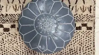 Kechart &ndash; Moroccan pure leather floor ottoman, handmade leather pouf cover, traditional chairs