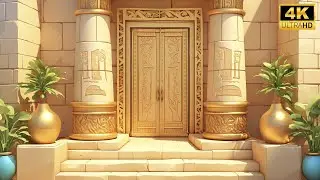 4K Golden Ancient Corridor Flythrough Animation | Mystical Door Opening 4K Background Video
