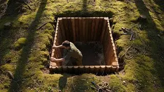 Building a Warm and Cozy Secret Shelter Deep Inside Underground  Bushcraft, Survival, Dugout  ASMR