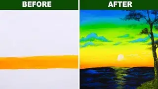 Acrylic Painting Day #1 | Peaceful Sunset | Kep Ghak Art