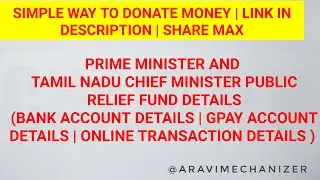 How to donate PM and TAMILNADU CM  relief fund for corona 2020 | Awareness video | ARAVI MECHANIZER