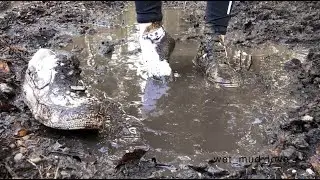 white nike sage and white nike socks in mud - part 2