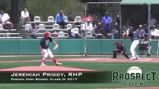 Jeremiah Priddy Prospect Video, RHP, Corona High School Class of 2017, CF Cam
