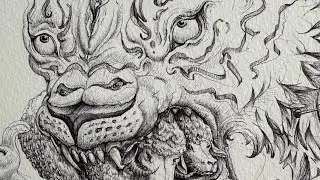 Ballpoint Pen Drawing Timelapse from Imagination | Relaxing Pen Art Process