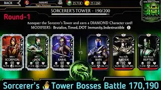 Sorcerer&rsquo;s non Fatal Tower Bosses 170 & 190 fights + Reward | MK Mobile