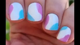 Pastel Nail Art Over White Nails | Easy Striping Brush Nail Design
