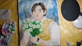 Bts v painting easy #drawing #bts #btsv #kimtaehyung 