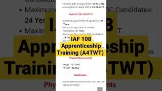 IAF 108 Apprenticeship Training (A4TWT) 01/2023