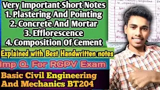 Very Important Short Notes | Basic Civil Engineering And Mechanics BT204 |Rgpv Exam | Btech 1st year