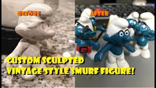 CUSTOM SCULPTED SMURF FIGURE - vintage schleich/bully style made from Apoxie Sculpt