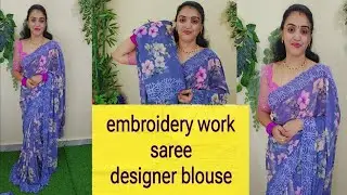 heavy embroidery  work with  3d floral saree 💃party wear budget saree ✨at low cost✨