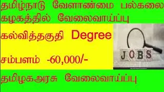 TNAU Recruitment 2019, SRF & Other Vacancies, Walk in Interview