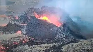 Wall Collapse of Main Cone overnight at Iceland Volcano Eruption, July 19th, Status 06:50 am