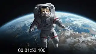 dfrtedAstronaut Cat Floating in Space