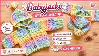 #121 Babyjacke Blockstreifen Toto Raglan RVO häkeln / Kathrinchen Kirschblüte / Unikathies Bobbel