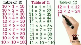 table, pahade, 10 ki table, 11 ki table, table of 10-12