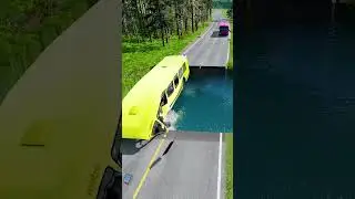 Bus vs water pit #107 #beamngdrive #mcqueenbeamng #cartransport #bus