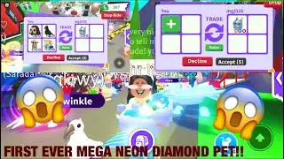The VERY FIRST MEGA NEON DIAMOND PET IN ADOPT ME!!! Roblox adopt me...