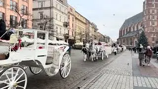 Horse-Drawn Carriage in Krak&oacute;w Old Town 🇵🇱 | Traditional Krakow Horse Chariot Ride Dorożka Konna 