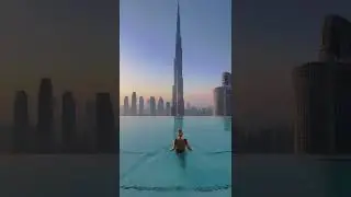 Sunset pool views in Dubai 🌇❤ ( Beautiful places) | Luxury lifestyle 💸 #shorts