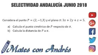Selectividad Ebau Matem&aacute;ticas II Andaluc&iacute;a 2018 (B3): punto sim&eacute;trico y distancia punto plano