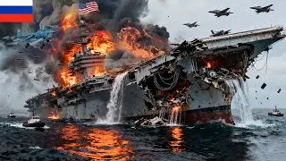 NOW! Russian Sukhoi Su-35 attacks and sinks US aircraft carrier carrying F-35 jets in the Black Sea
