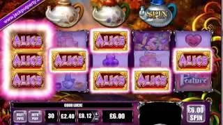 &pound;458.00 SUPER MAD RESPIN (76 X STAKE) ALICE AND THE MAD TEA PARTY &trade; BIG WIN SLOTS