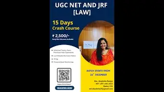UGC NET LAW|JRF|CRASH COURSE|15 DAYS|REGISTER NOW!