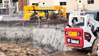 How to do concrete injection, support the dirt edges, rebars, wire mesh, concrete foaming works 