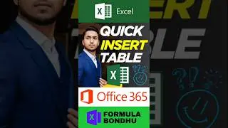 Quickly Insert Table in MS Excel #excel #exceltutorial #exceltips
