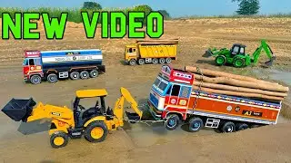 JCB Tractor Cartoon Video | Wood Loaded BharatBenz Tata Truck Accident Pulling Out Jcb 3dx  MGS TOYS