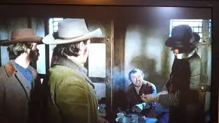 Clint Eastwood as Joe Kidd, pot in face