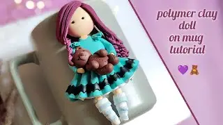 learning to make a doll mug with polymer clay |clay girl doll 🧸🪄💜