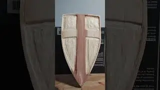 DIY wall mount Templar style shield made from a cedar board. #woodworking #woodcreation