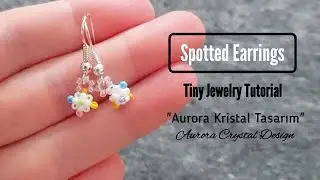 Spotted tiny earrings making. How to make only seed beads jewelry. Beading tutorial.