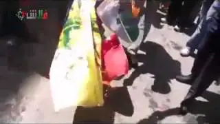 Syria 22 - 7 - 2011 - Burning the flag of, The Iranian regime, Hibollah, China and Russia
