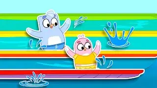 The Longest Slide | Cool Amusement Water Park Adventure | Pinloo Cartoons For Kids & Nursery Rhymes