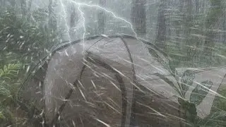 Crazy thunderstorm‼️bad weather at the campsite⛈️ Camping in heavy rain 