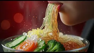 🍜 ASMR: Veggie Ramen Bowl with 'Glass' Ingredients 🧊 (Satisfying Slurping Sounds)