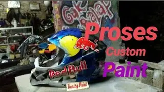 proses Airbrush helmet project ( red bull )