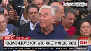 Chaos at the Roger Stone press appearance.