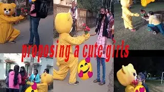 Rose Proposing Teddy Prank With Cute Girls||Romantic Moments Of Teddy Bear||Crazy Teddy||Funny Kgp
