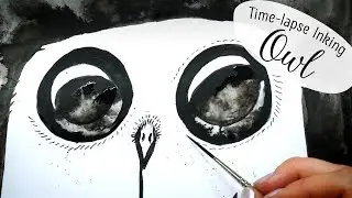 An Owl in Ink - TIMELAPSE DRAWING PROCESS