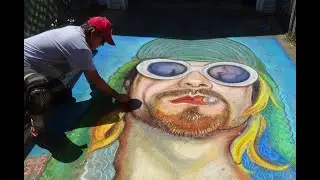 Kurt Cobain Chalk Art by Paul Arnold 2024